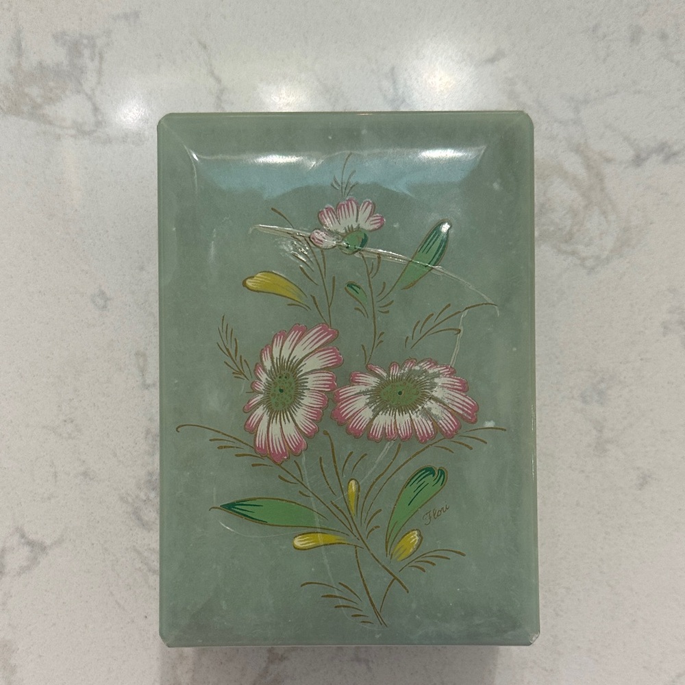 Italian Alabaster Floral Decorative Box